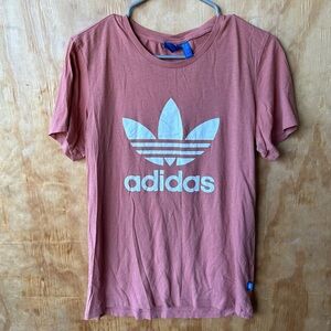 Adidas Pink Logo Crew Neck Short Sleeve Salmon Tee